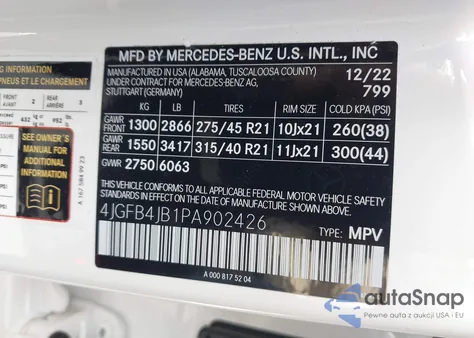 2023 Mercedes-Benz Gle 350 from USA, damaged, VIN 4JGFB4JB1PA902426